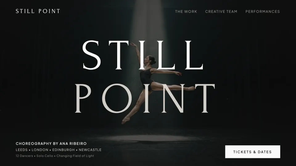 Still Point dance company hero design created by Miles